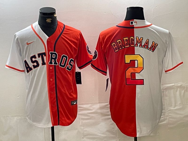 Men Houston Astros #2 Bregman White orange Nike 2024 MLB Jersey style 2